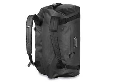 Dakine duffle bag in black with focus on straps
