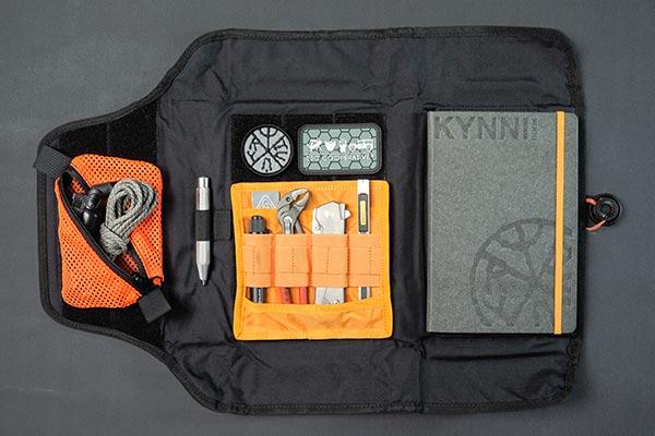 Tool Roll opened with attached compartments for tools